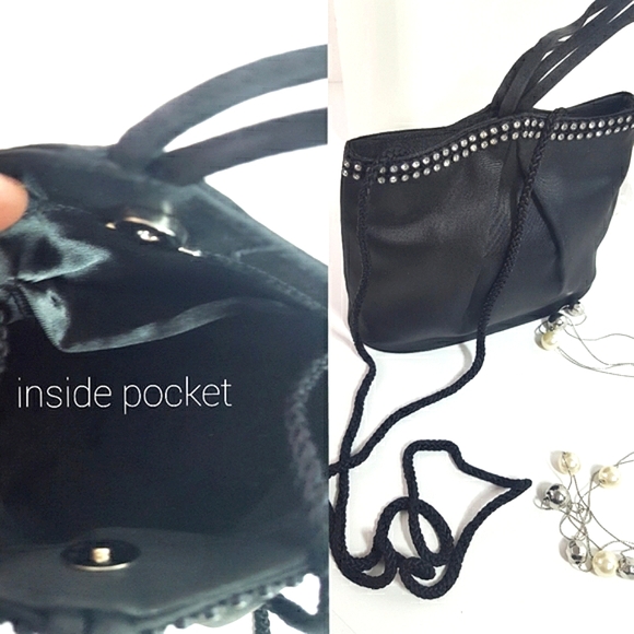 90's UNIPEL💋Black Silky Small Evening Clutch|HandBag|Wristlet|Shoulder Bag - Picture 6 of 10